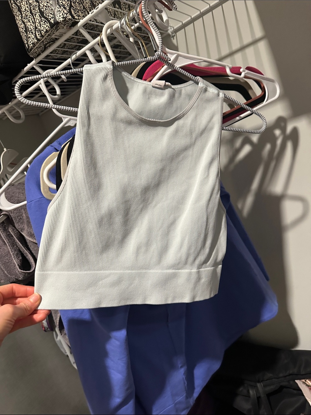 Girls' Ribbed Cropped Tank Top - Light Gray